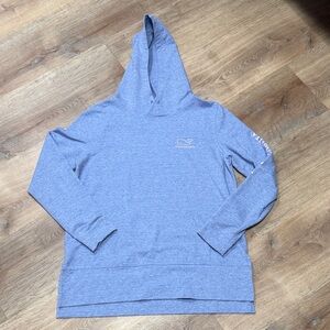 Vineyard Vines women’s Heather Blue  hoodie with whale logo in pink size medium